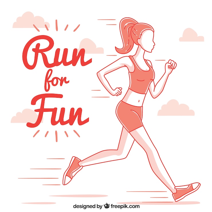 Vector gratuito boceto de chica corriendo 