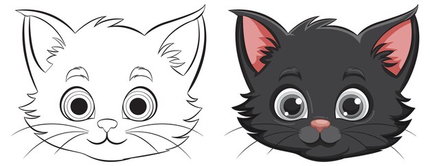 Desde el boceto hasta el colorido gato vectorial