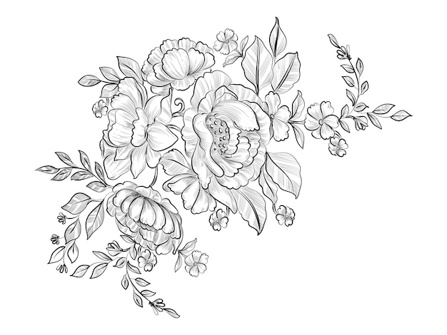 Boceto decorativo flor diseño dibujado a mano