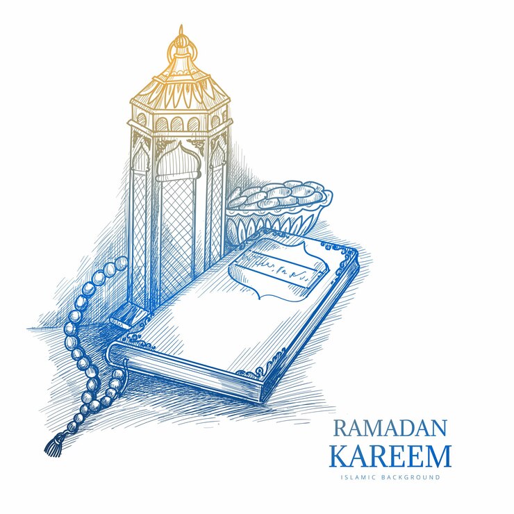 Vector gratuito boceto dibujado a mano tarjeta de felicitación de ramadan kareem
