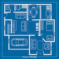 Vector gratuito boceto dibujar con blueprint para casa