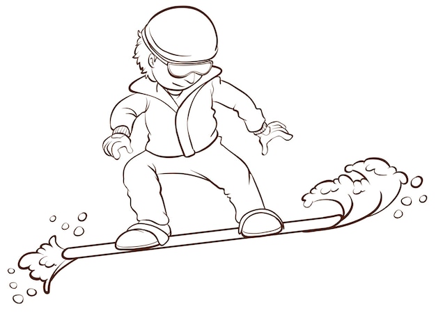 Un boceto de un hombre practicando deportes de invierno.