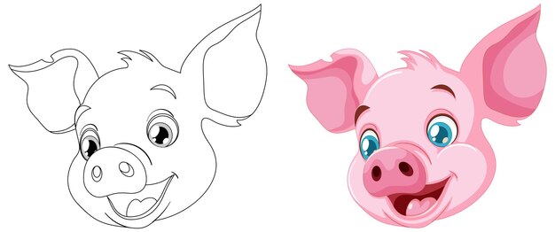 Del boceto a la ilustración del cerdo de color