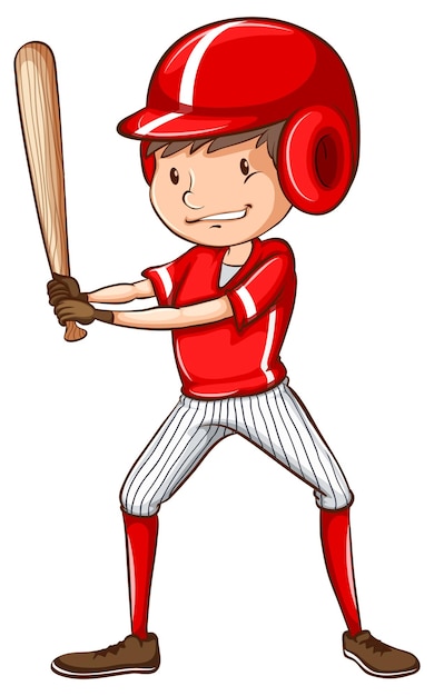 Vector gratuito un boceto de un jugador de béisbol sosteniendo un bate.