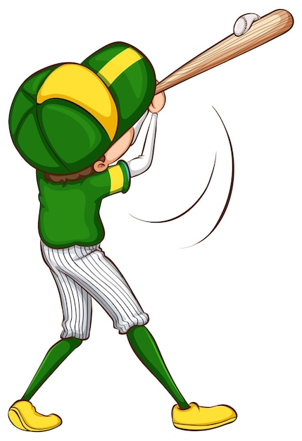 Vector gratuito un boceto de un jugador de béisbol con uniforme verde.