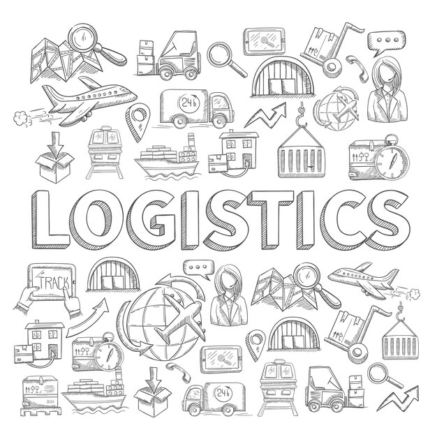Boceto logístico concepto