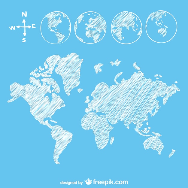 Vector gratuito boceto mapa del mundo