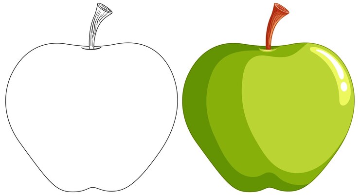 Vector gratuito del boceto a la realidad ilustración de manzana