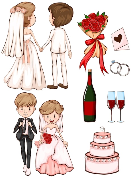 Un boceto simple de una boda.