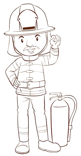 Un boceto simple de un bombero.