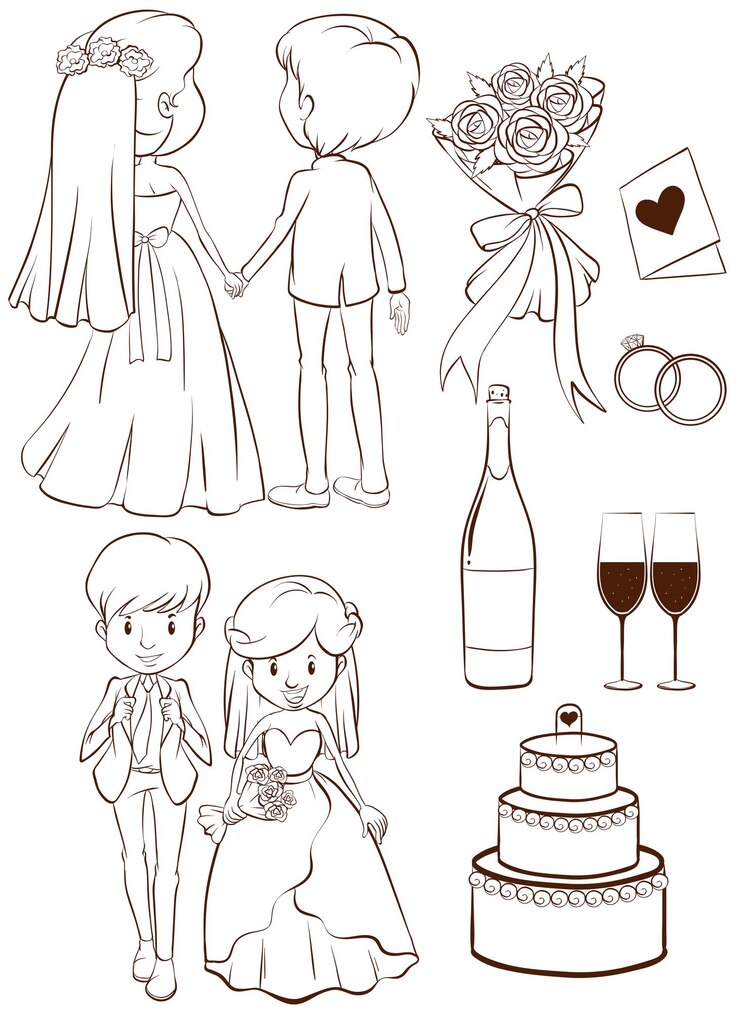 Vector gratuito un boceto simple de una ceremonia de boda.