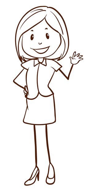 Un boceto simple de una chica de oficina.