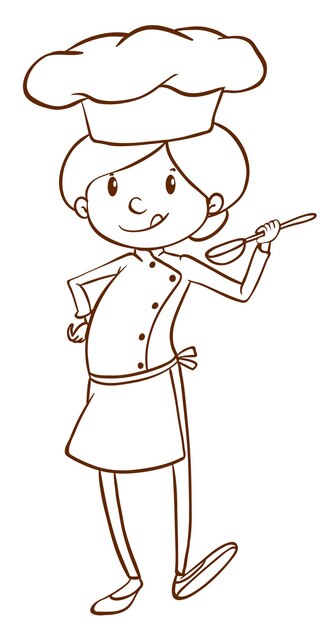 Un boceto simple de una cocinera