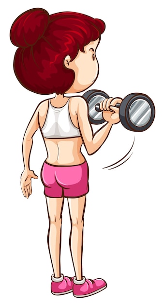 Un boceto simple de una dama haciendo ejercicio.