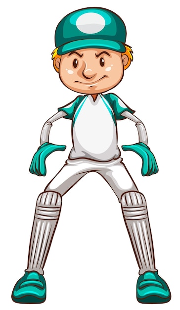 Un boceto simple de un jugador de críquet.