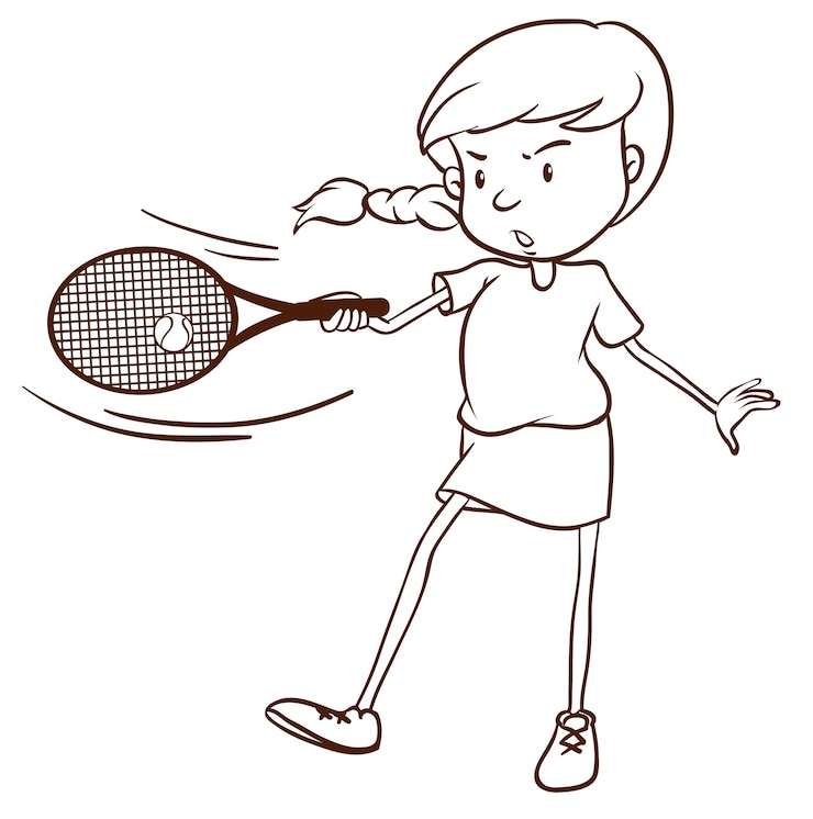 Vector gratuito un boceto simple de una jugadora de tenis.