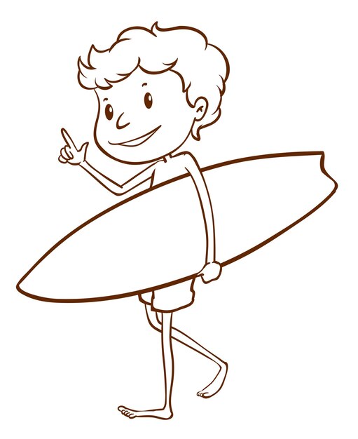Un boceto simple de un surfista masculino.