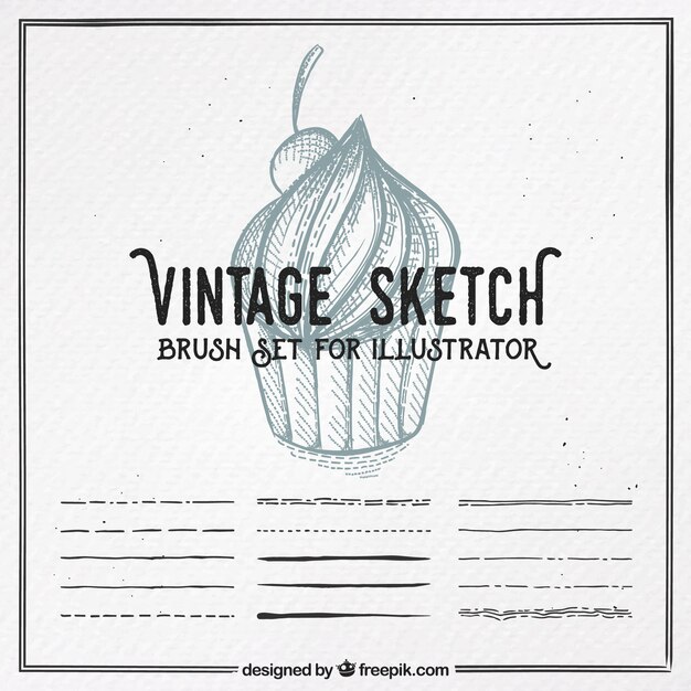 Boceto vintage, conjunto de pinceles para illustrator