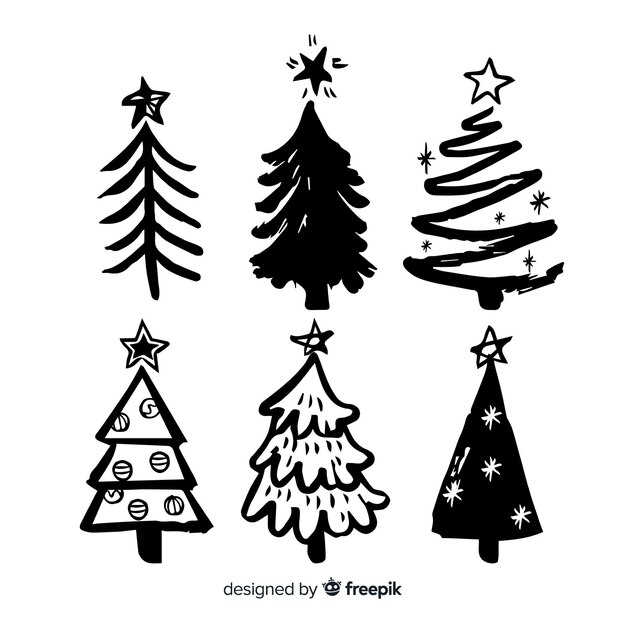Bocetos de colección de árboles de navidad