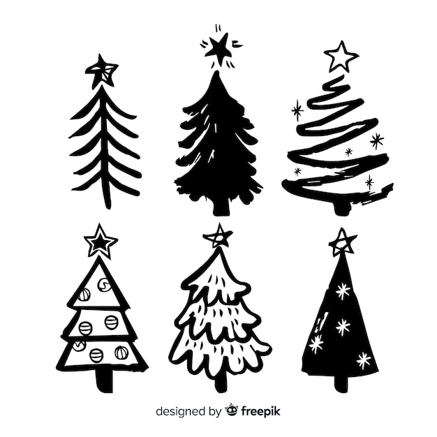 Bocetos de colección de árboles de navidad
