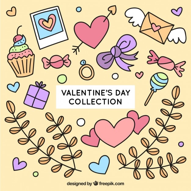 Vector gratuito bocetos de cosas del día de valentín