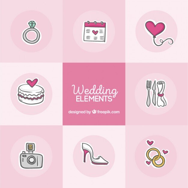 Bocetos de elementos de boda bonitos