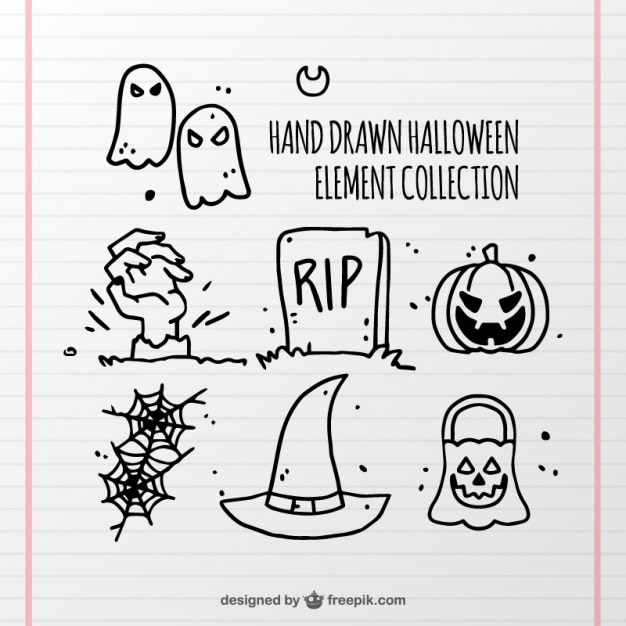 Vector gratuito bocetos de elementos de halloween