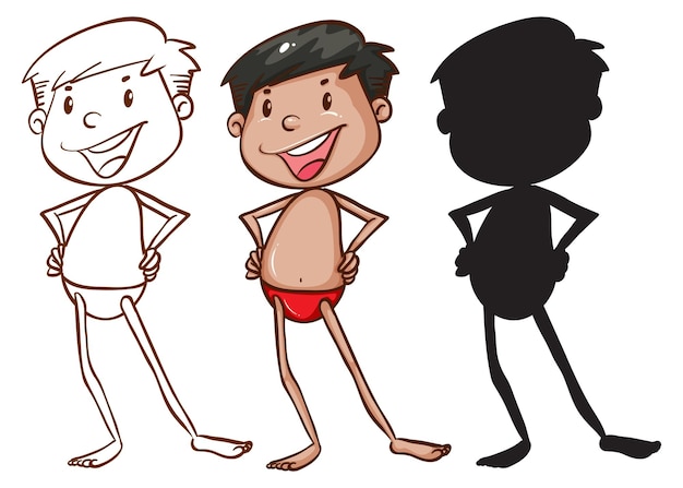 Bocetos de un niño en diferentes colores.