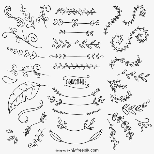 Vector gratuito bocetos ornamentales florales