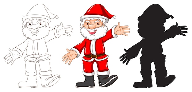 Vector gratuito bocetos de papá noel en tres colores diferentes