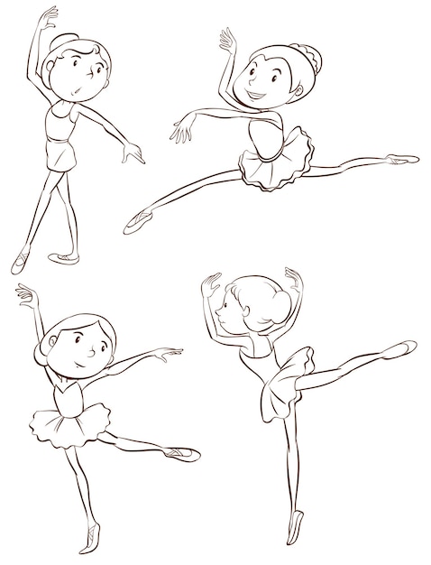 Bocetos sencillos de los bailarines de ballet.