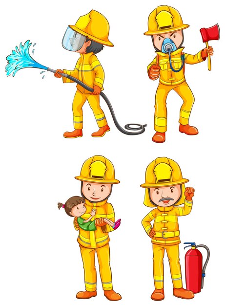 Bocetos simples de los bomberos.