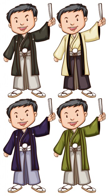 Bocetos simples de hombres de Asia