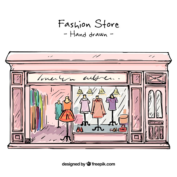 Vector gratuito bocetos de tienda vintage de moda