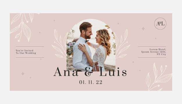 Boda mínima con banner de venta de hojas.