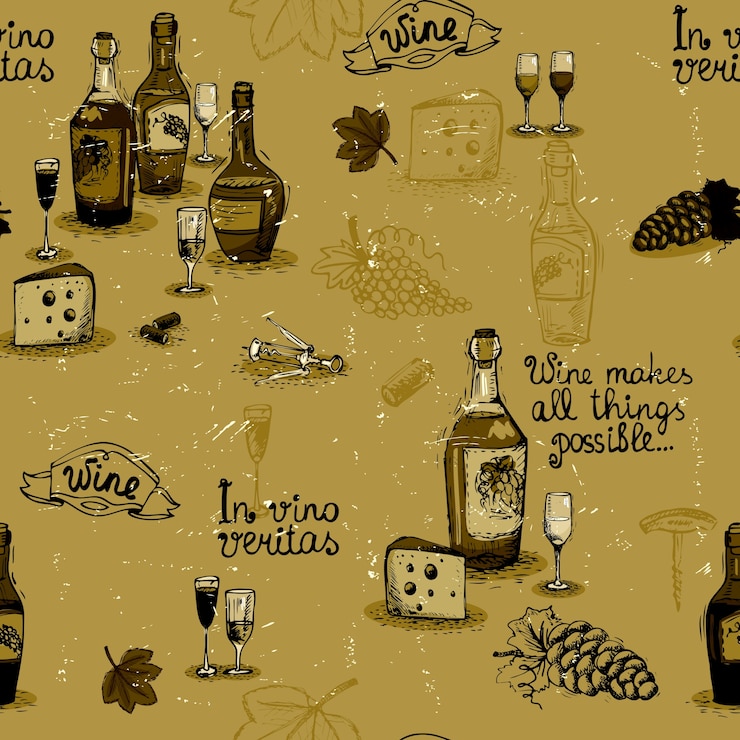 Vector gratuito bodegón de vino monocromo