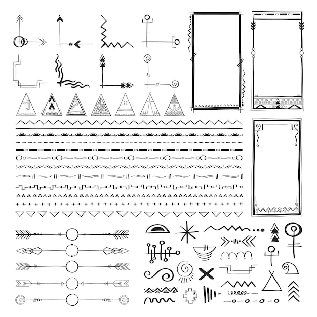 Boho dibujo a mano doodle colección ilustración vectorial
