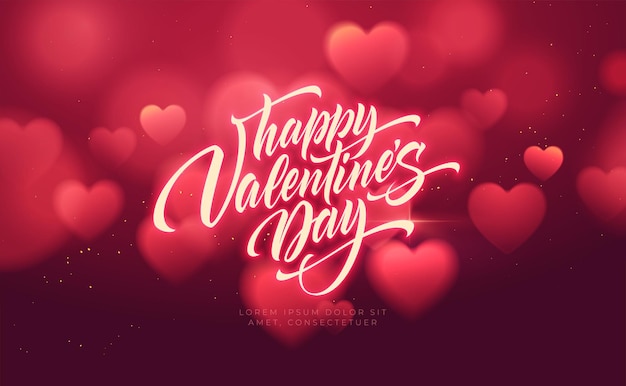 Vector gratuito bokeh borrosa en forma de corazón brillante de lujo para felicitaciones del día de san valentín.