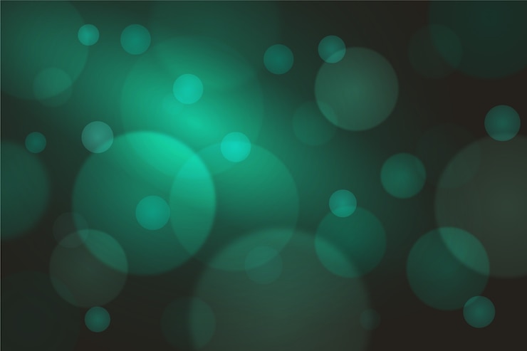 Vector gratuito bokeh efecto de luces verdes sobre fondo oscuro