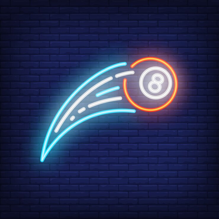 Vector gratuito bola de billar volando letrero de neón