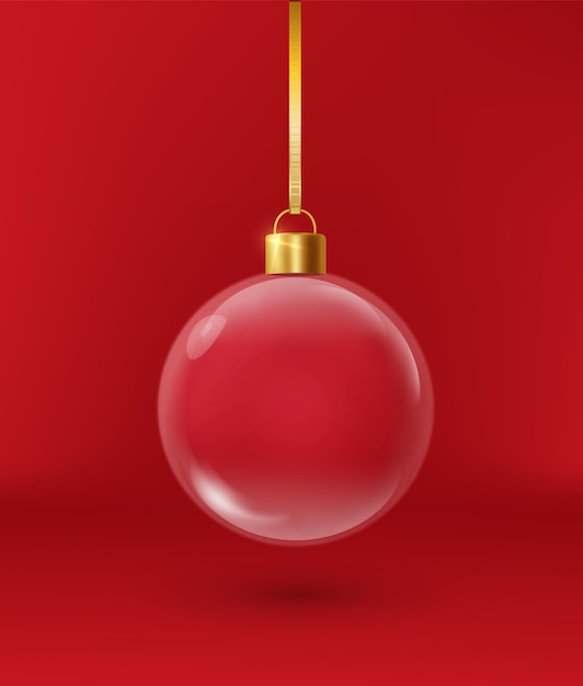 Vector gratuito bola de cristal de navidad adornos navideños bola transparente elementos de diseño 3d realistas de decoración objetos de diseño de vacaciones