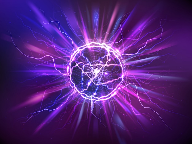 Bola eléctrica realista o esfera de plasma abstracta