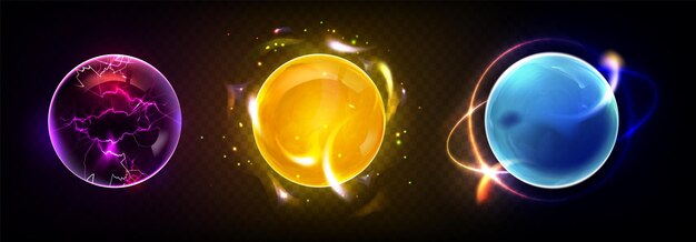 Una bola de energía mágica brillante y brillante.