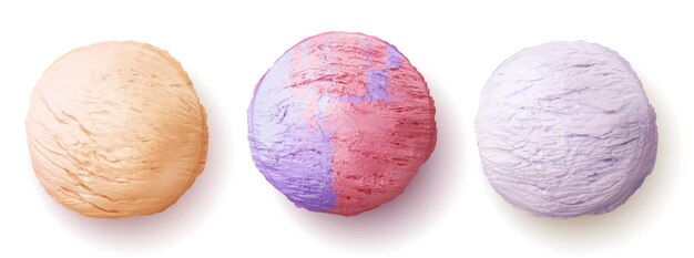 La bola de helado de la cuchara vista de arriba