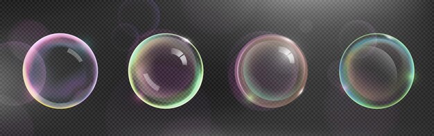 Bola de jabón transparente rosa 3D vectorial realista