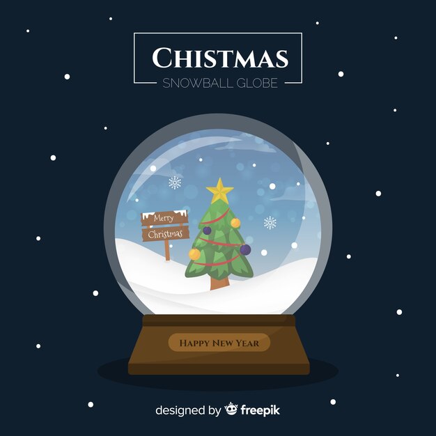 Bola de nieve árbol de navidad plano