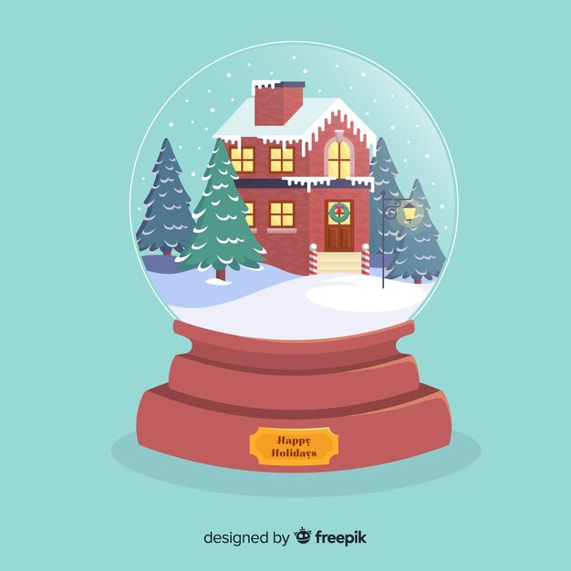 Bola de nieve flat con diseño de navidad