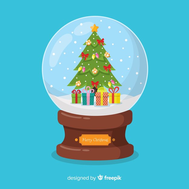Bola de nieve navidad árbol de navidad dibujado a mano