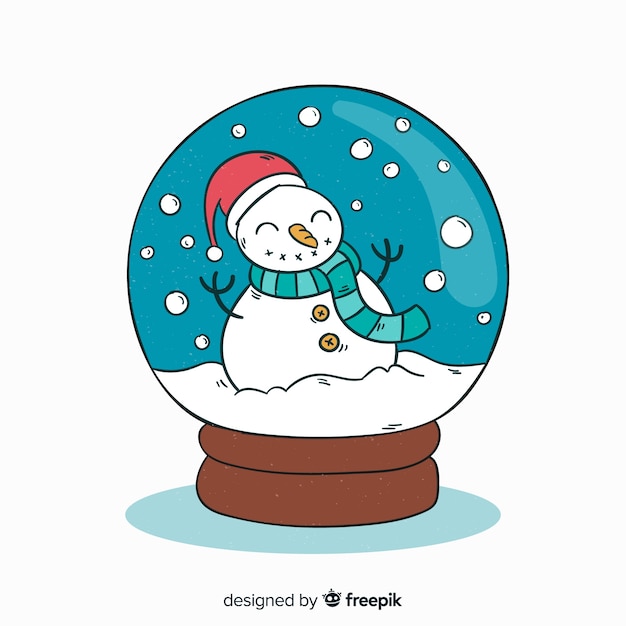 Bola de nieve de navidad en estilo dibujo a mano