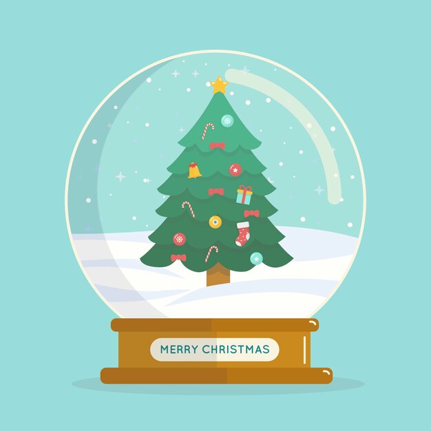Bola de nieve de Navidad globo en diseño plano